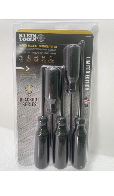 Klein Tools 5-Piece Blackout Screwdriver Set Limited Edition 85805BLK SHIPS