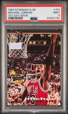 1993 Stadium Club #181 Michael Jordan 1ST DAY ISSUE psa 9 Only 1000   Low Pop!