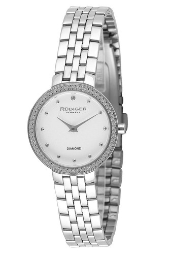 Pre-owned Rudiger Women's R3300-04-001 Hesse Diamond Silver Dial Stainless Steel Watch