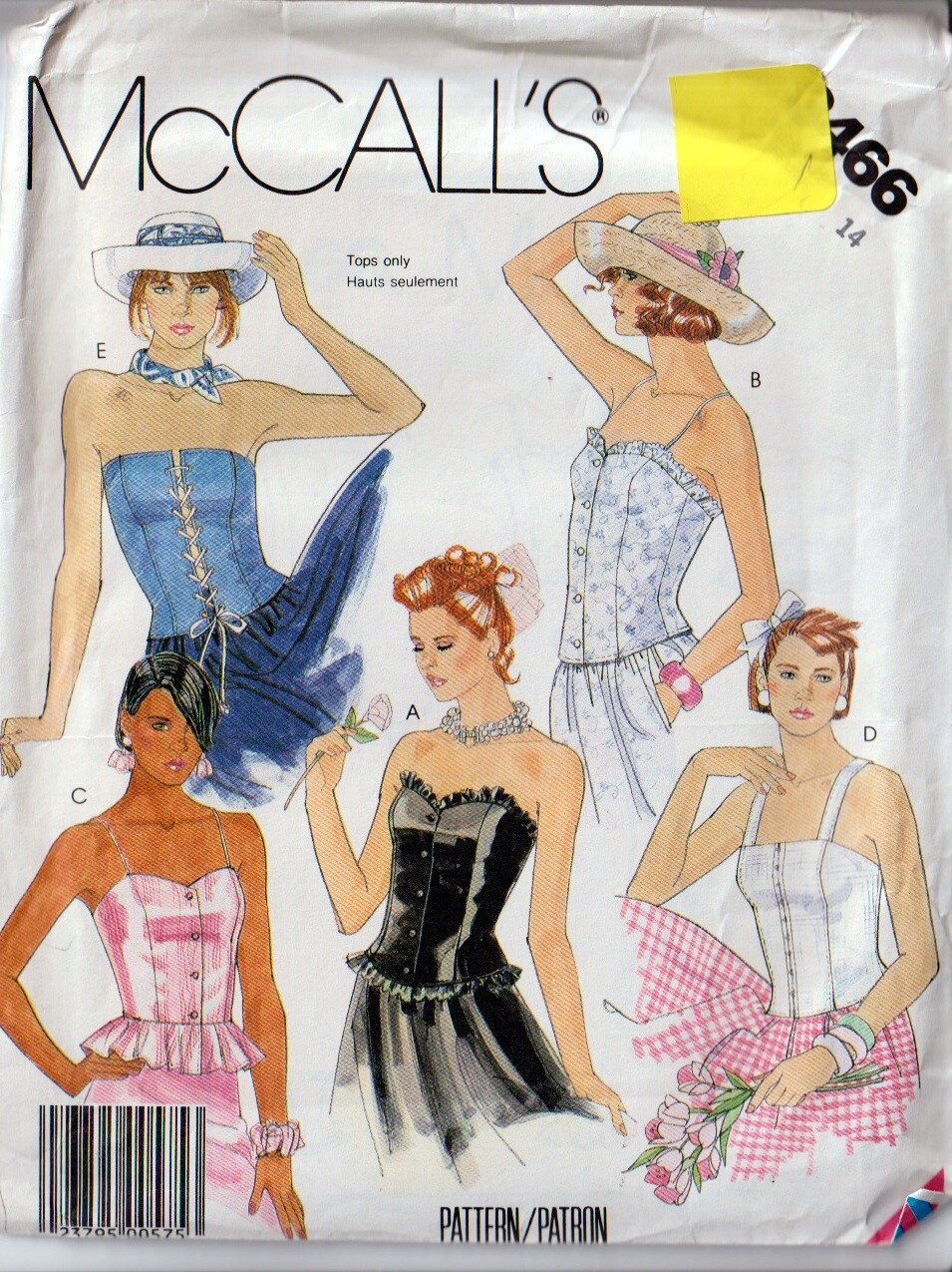 McCalls Pattern 3466 Corset Style Top Ruffles Peplum Vintage