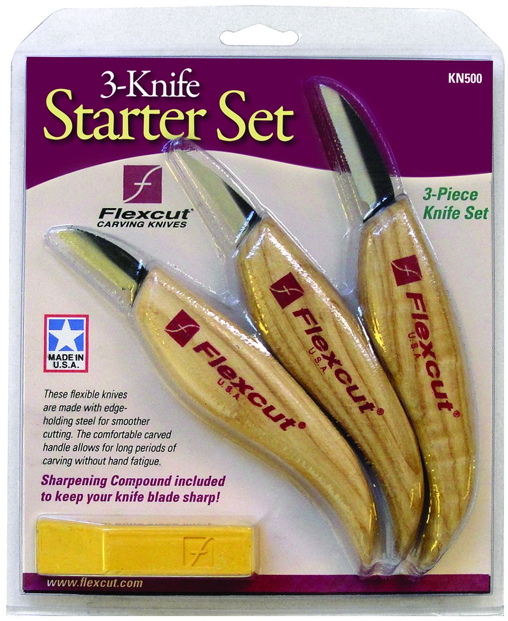 Flexcut Knife Starter Set High-Carbon Steel Blades With Ergonomic Wood Handles