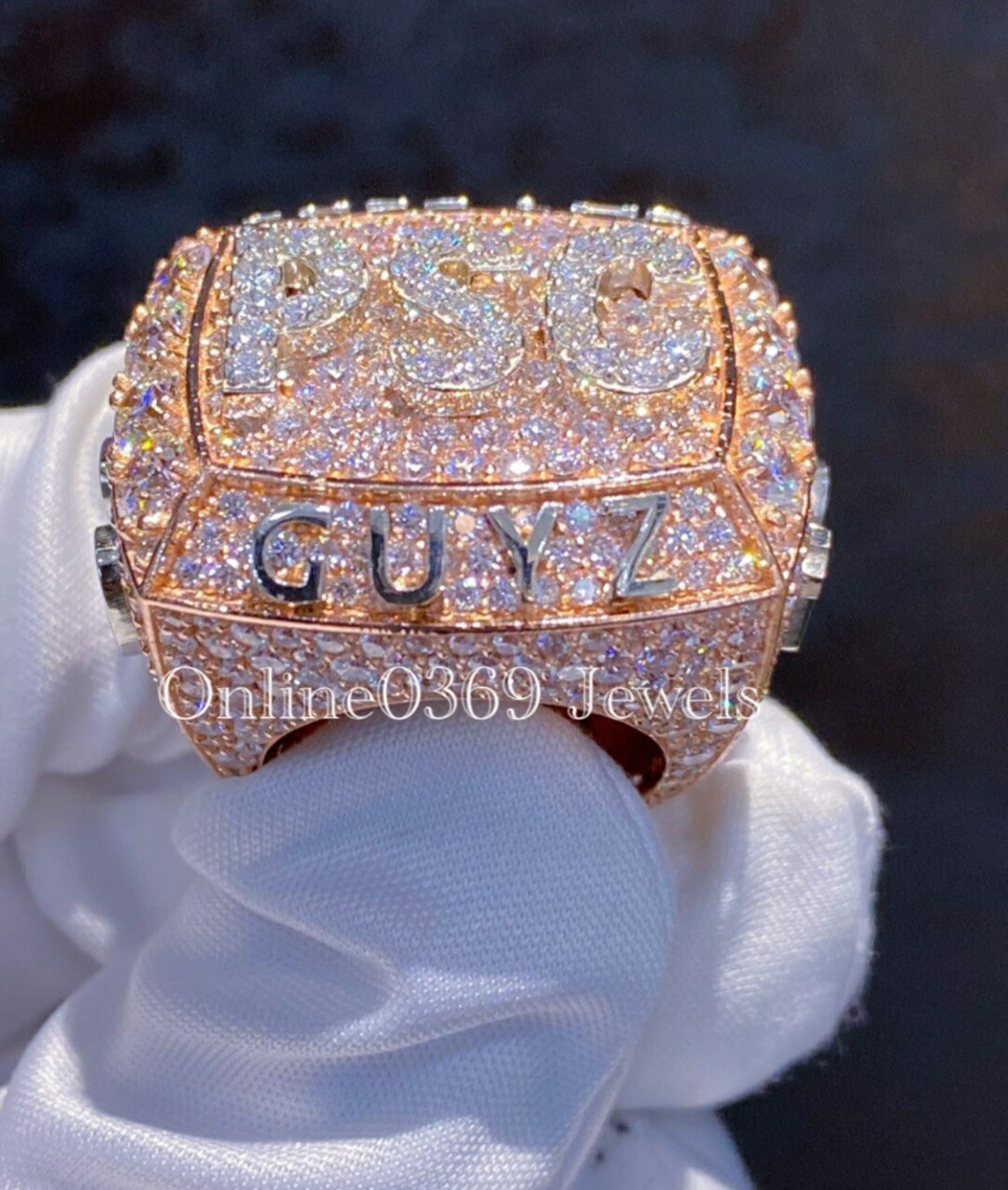 Pre-owned Online0369 3.25 Ct Round Vvs Moissanite Men's Customized Ring 14k Rose Gold Plated Silver In White