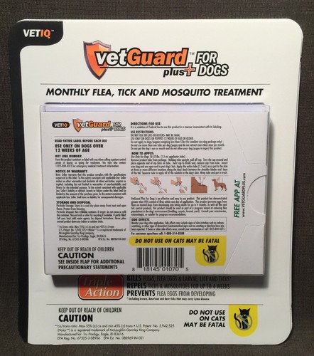VetGuard Plus Flea & Tick Treatment for Medium Dogs 16-33 lbs 6 Month Supply