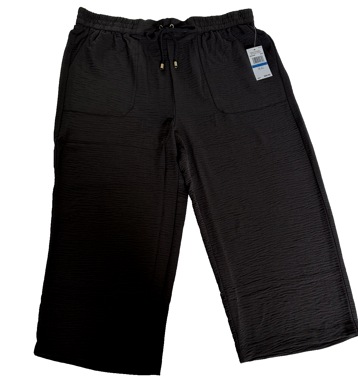 MICHAEL KORS　ドローリングパンツ　29/32 NWT $98 Michael Kors Wide-Leg Pull-On Drawstring Pants Black