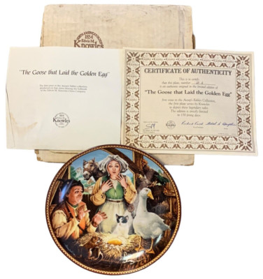 Knowles Aesop's Fables Collector Plate THE GOOSE THAT LAID THE GOLDEN EGG 1988