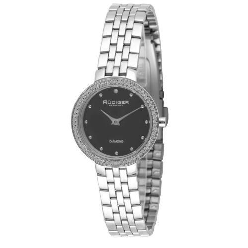 Pre-owned Rudiger Women's R3300-04-007 Hesse Diamond Black Dial Stainless Steel Watch