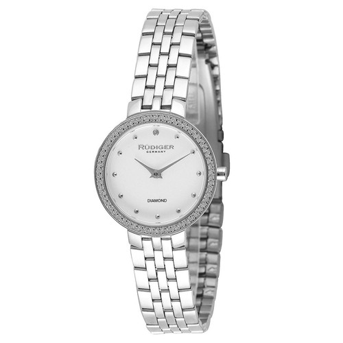 Pre-owned Rudiger Women's R3300-04-001 Hesse Diamond Silver Dial Stainless Steel Watch