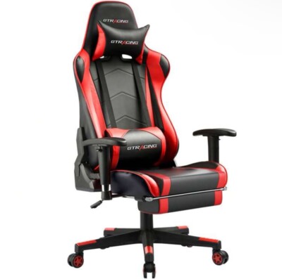 gtracing gaming chair with footrest speakers video game chair bluetooth music 334508400963