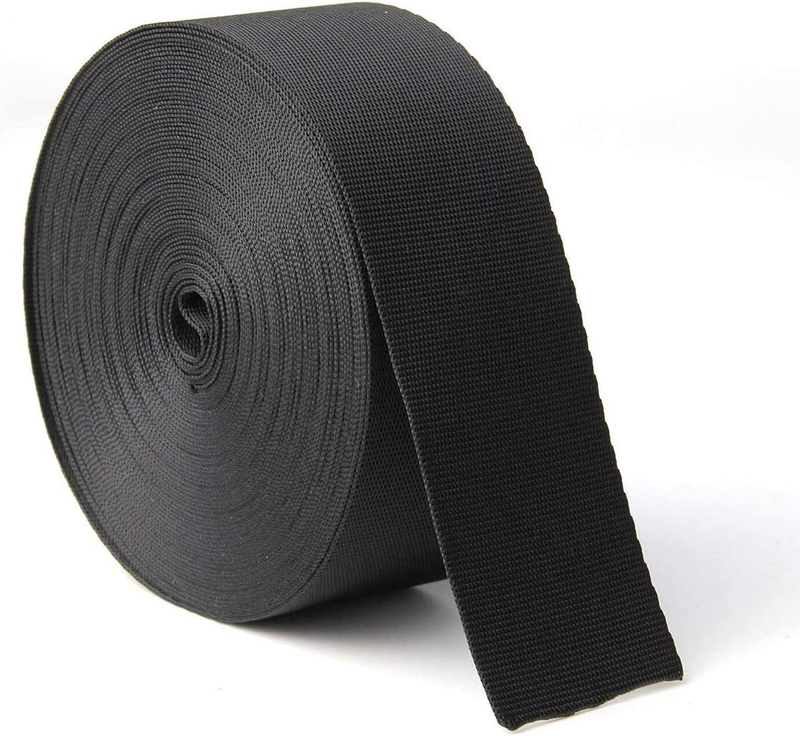 1.5 Inch Wide 10 Yards Nylon Heavy Duty Webbing Strap，Polypropylene Heavy Straps for Bags, Hammocks, Outdoor Climbing and DIY Making Luggage Strap, Pet Collar, Backpack Repairing（Black）