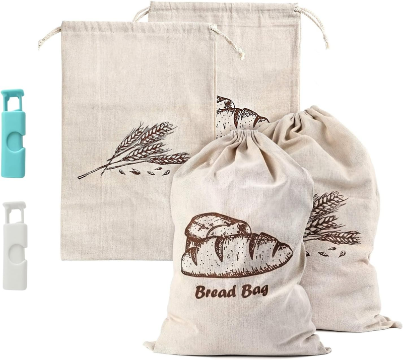 Bread Bag, 2-Packs Linen Bread Bags for Homemade Container, 17.3×11.6 Inches Unb