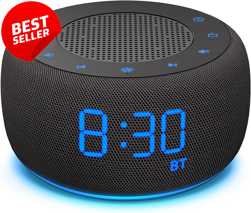 Bluetooth Speaker Alarm Clock w/ FM Radio Hi-Fi Sound Dimmer for Bedroom - US