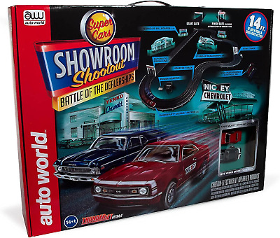 Auto World Showroom Shootout * Battle of the Dealerships 14' Slot Race Set