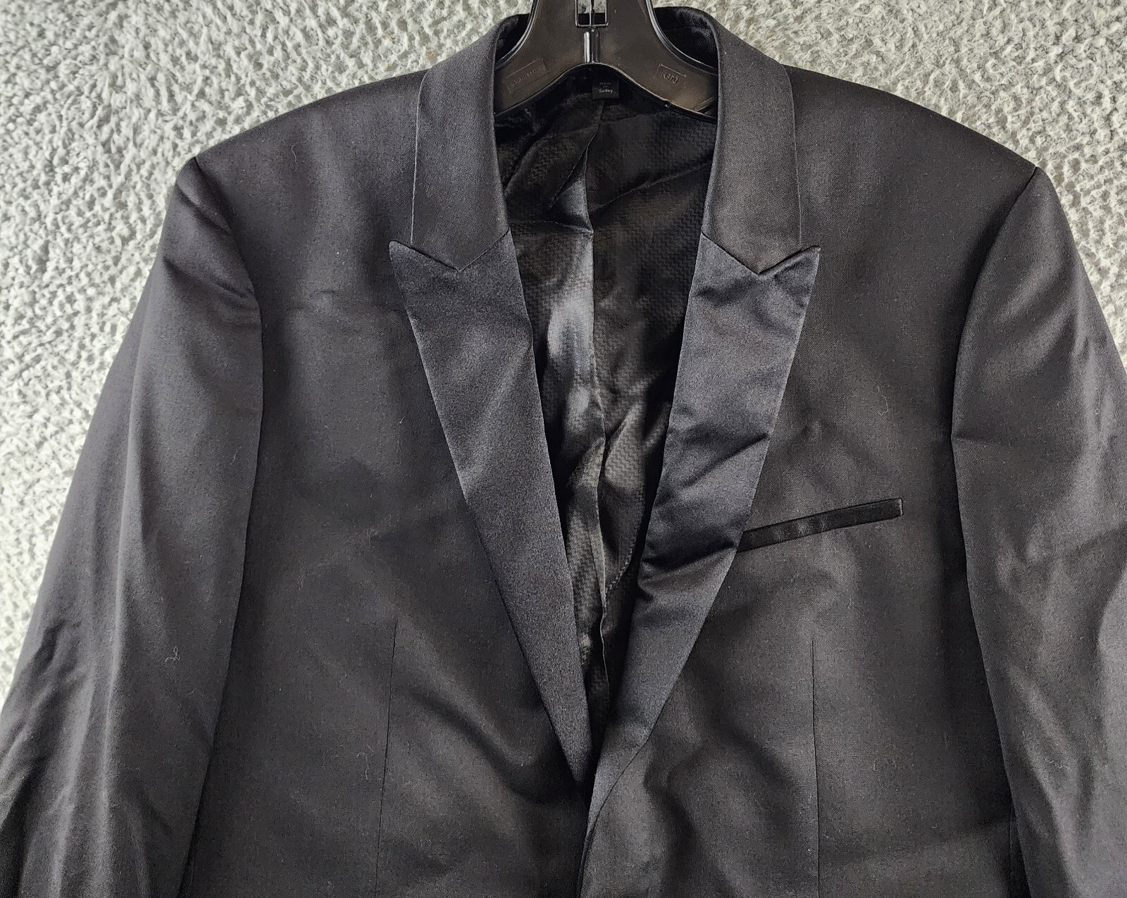 HUGO Astiane Slim Fit Tuxedo Jacket Men's 36S Black Virgin Wool Blend Peak Lapel - Picture 4 of 17