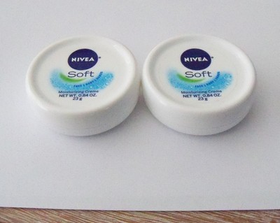 New NIVEA SOFT Moisturizing Creme Lot of 2 travel size .84 oz face body hands