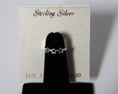 NEW Sterling Silver FILIGREE 3 STAR RING Ladies or Childrens Size 3 Stars NWT!
