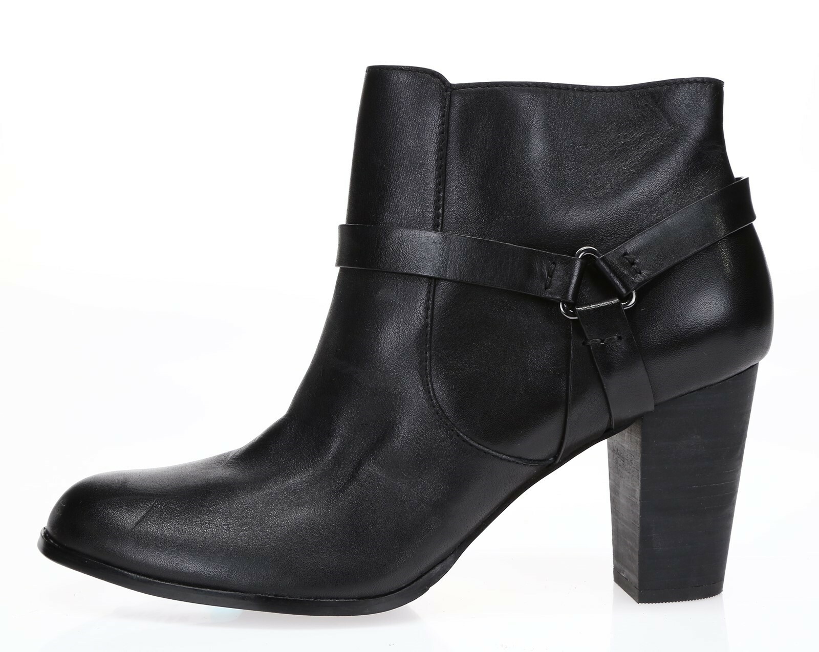 Cole Haan Womens Black Leather Side Zipper Ankle Boots Shoes Size 10.5 B