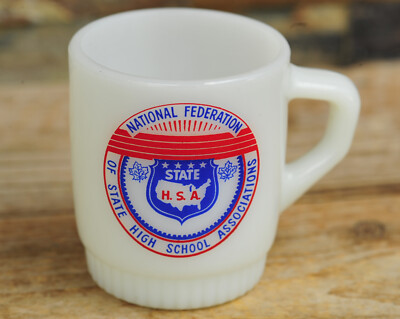 Fire-King National Federal State High School Association  Milk Glass  Coffee Mug