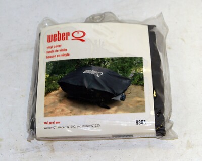 Weber Q Vinyl Gas Grill Cover Black Heavy Duty Weather Cover 9895 