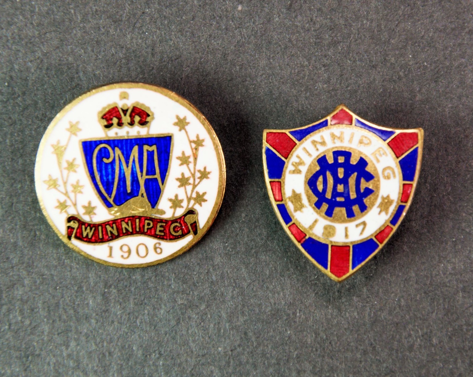 2X Antique Canadian Medical Association Convention Pins - Winnipeg, 1906 & 1917