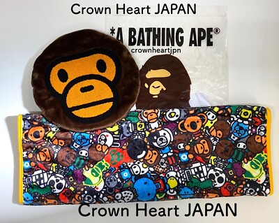 A BATHING APE KIDS BABY MILO ALL SAFARI BLANKET IN BABY MILO CUSHION BAPE 