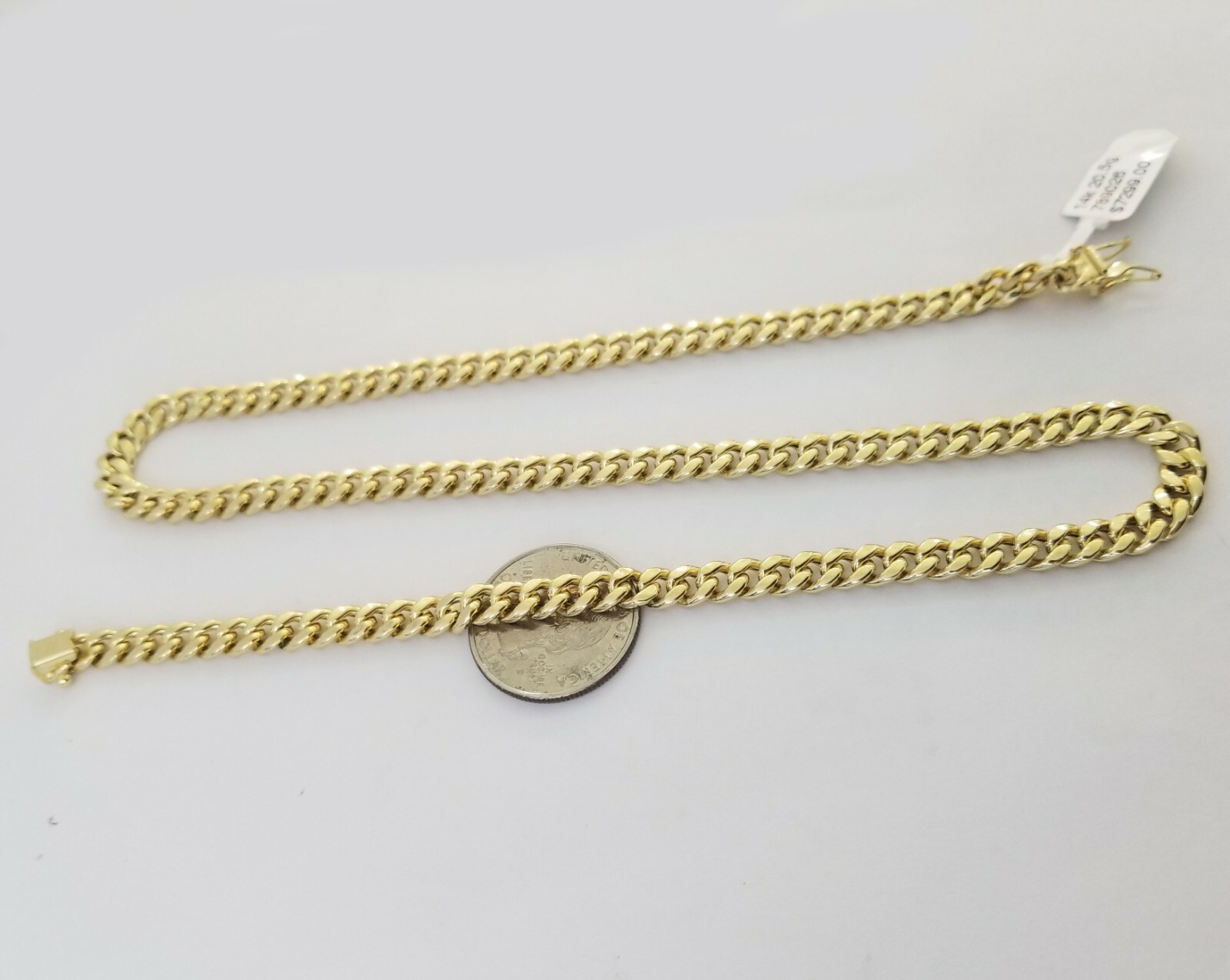 Pre-owned Globalwatches10 Real 14k Gold Miami Cuban Link Necklace Chain 6mm 20" Box Lock In Yellow