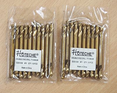 20PC #11 TITANIUM DOUBLE END DRILL BITS FULL GROUNDED