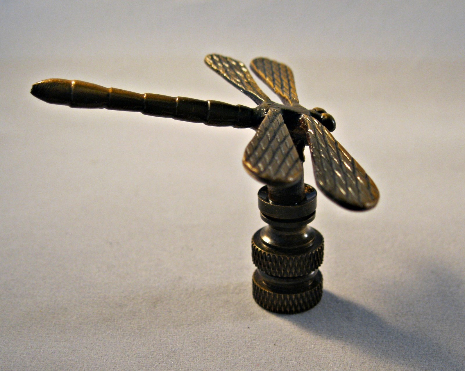 Lamp Finial-DRAGONFLY-Aged Brass Finish, Highly detailed metal casting