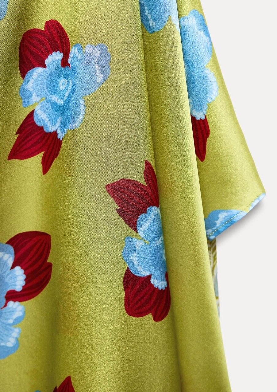 Pre-owned Zara Woman Midi Printed 100% Printed Silk Dress Limited Edition 8731/727
