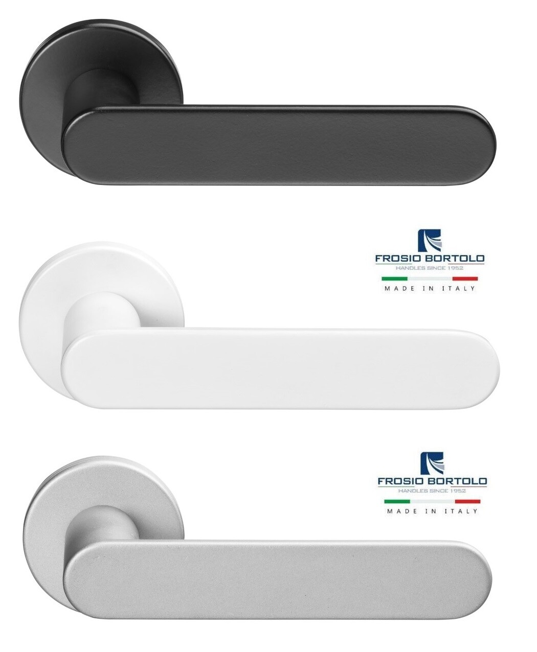 COPPIA MANIGLIA MANIGLIE ROUND TONDA PER PORTE INTERNE NERO BIANCO CROMO