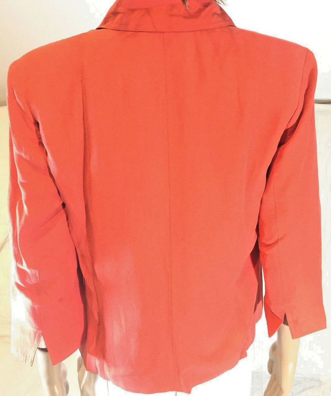 Jacket Silk Linen Petite 4 PXS Coldwater Creek Lined Collar Open Front Peach