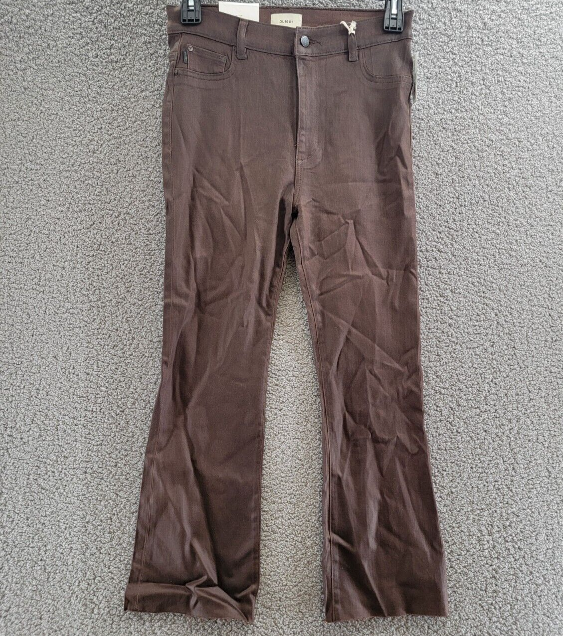 DL1961 Bridget Boot High Rise Instasculpt Crop Jeans Womens 31 Walnut Button Zip - Picture 2 of 19