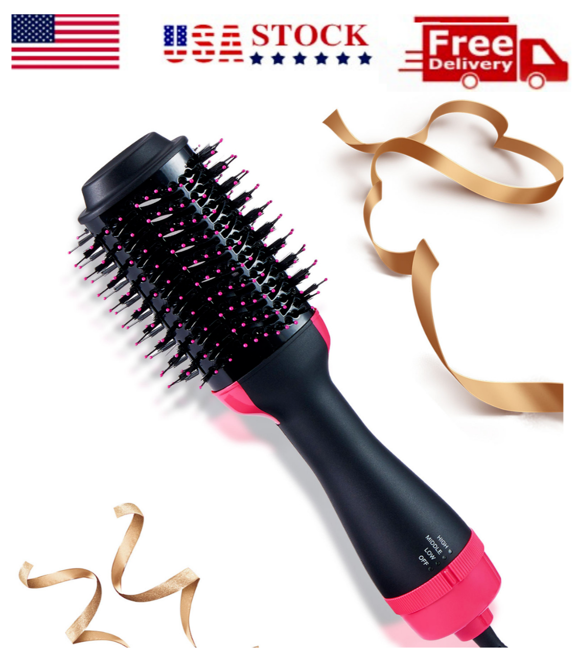 Brush Volumizer Drying Straightening Curling Blow Styler Rotating Us