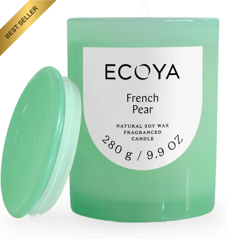 French Pear Metro Scented Candle 280G – Natural Soy Wax Candle in a Coloured Gla