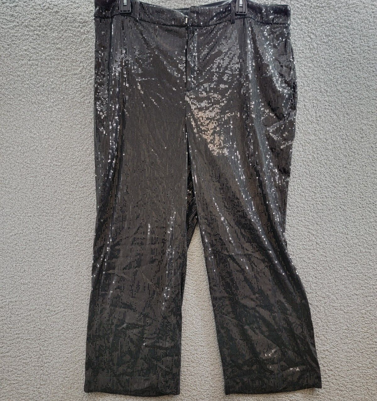 Nina Parker Trendy Plus Size Sequined Wide-Leg Pants Women's 20W Black Zipped - Picture 2 of 17