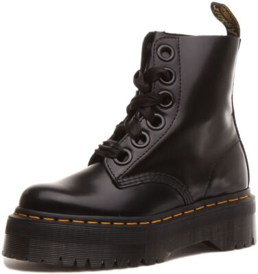 Pre-owned Dr. Martens Dr Martens Molly 6 Eye Platform Sole Womens Sneaker In Black Size Us 5 - 11