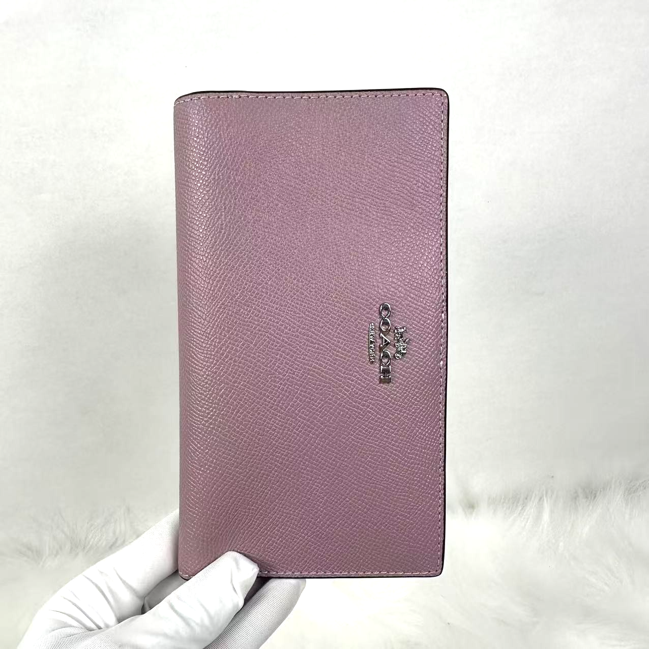 Coach Slim Zip Wallet CK444 Silver Lilac Purple ID Window