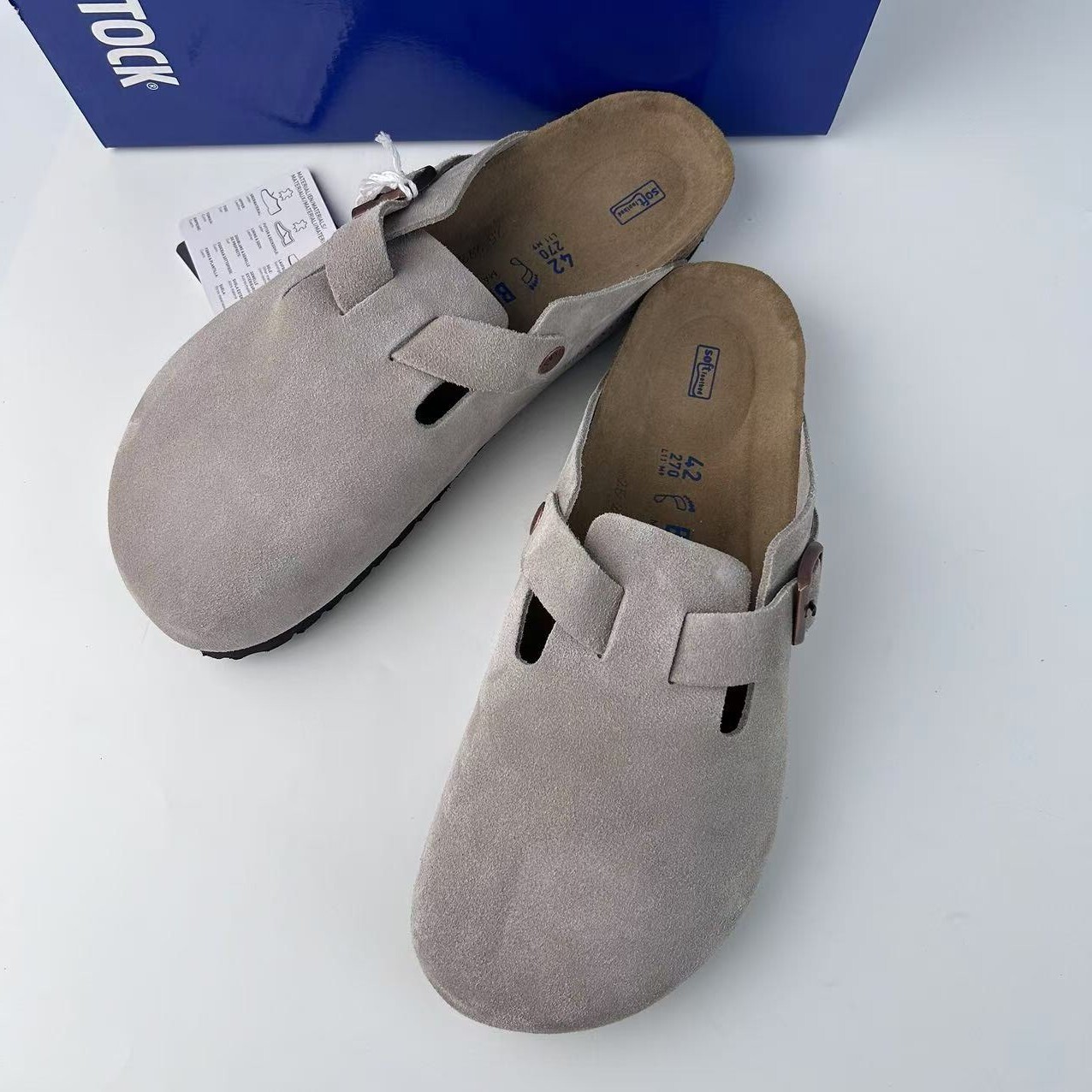 Birkenstock Boston Classic Taupe Suede Leather Unisex Shoes Narrow/Wide 37-45