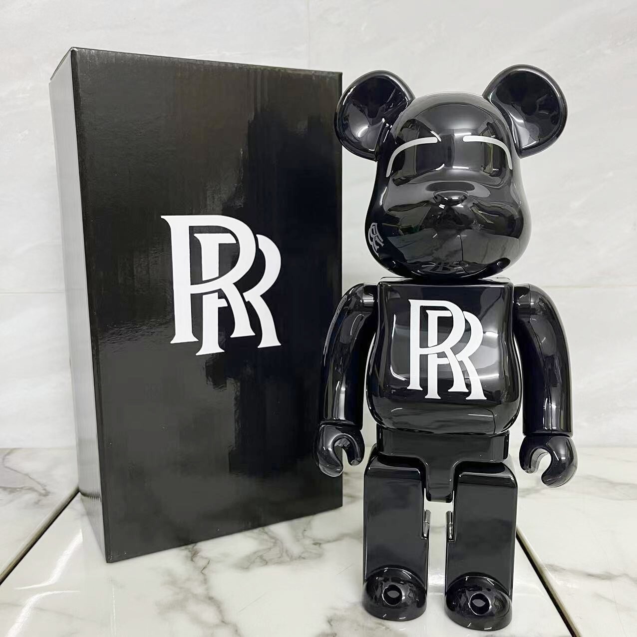 キャラクターグッズ BE@RBRICK Rolls-Royce 400% 400%Bearbrick Rolls-Royce Double R BrightBlack Action Figure