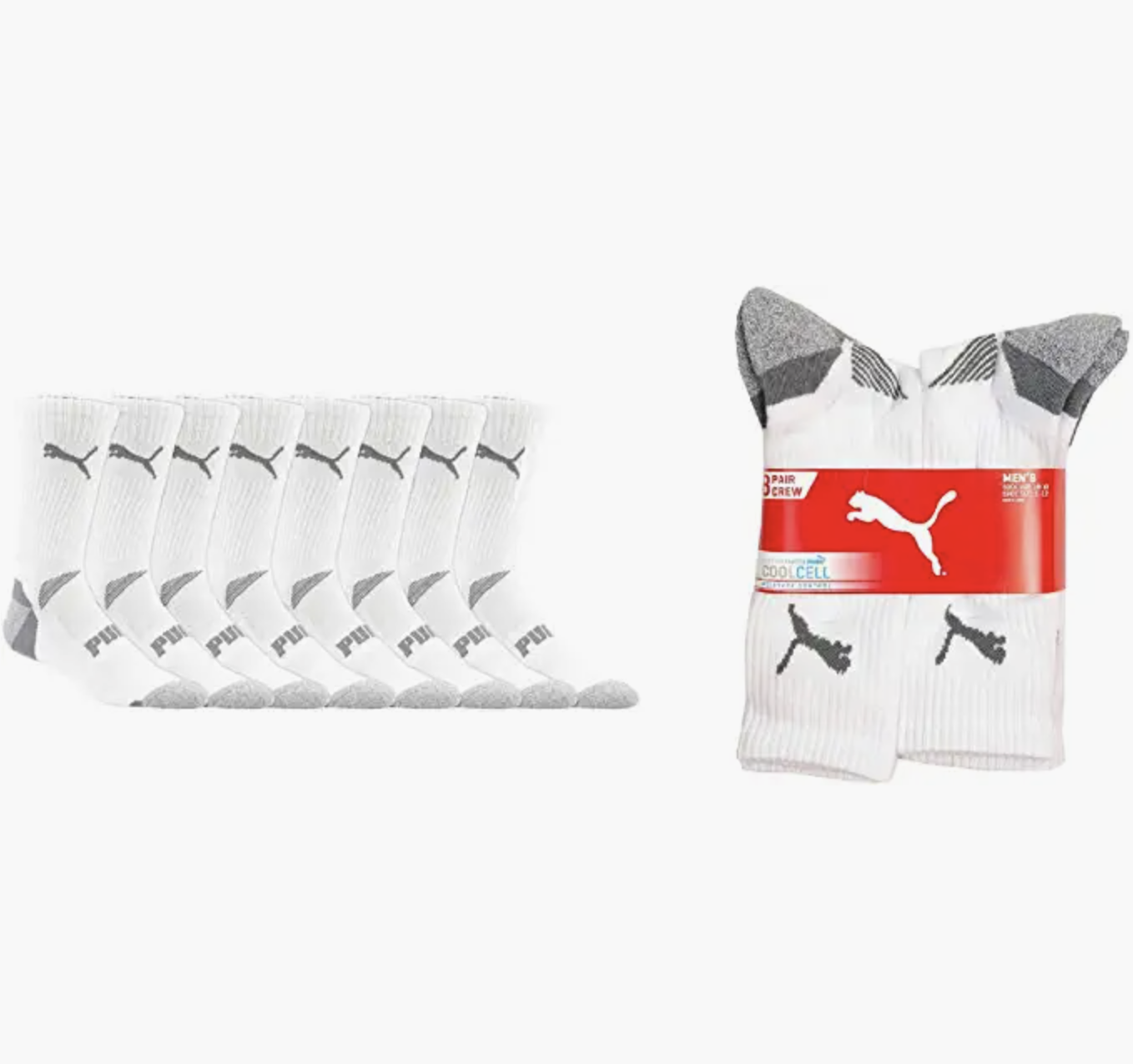 Moisture Control Size 6-12 Coolcell Sports, White, 8 Pairs