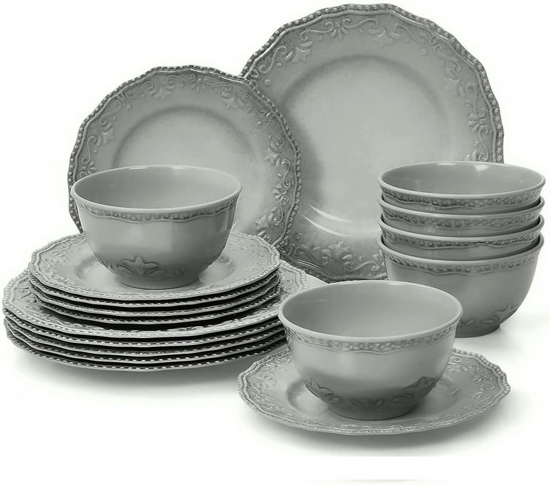 Dinnerware Set, Dinner Service for 6 with Bowls and Salad Dinner Plates,18-Piece