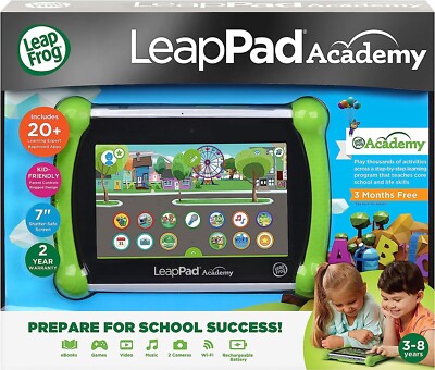 NEW LeapFrog LeapPad Academy Kids  Learning 7'' Tablet, 16GB, Green [NEW IN BOX]
