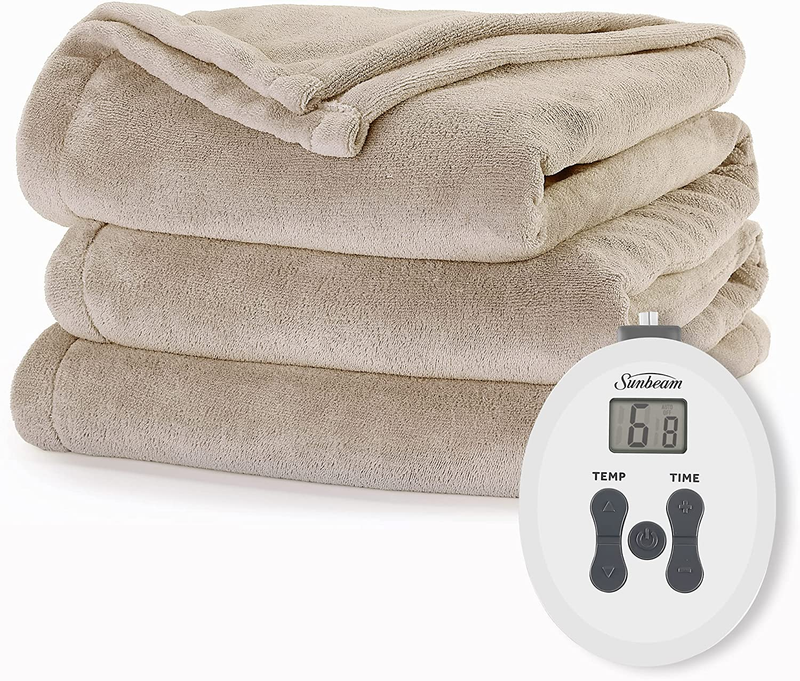Sunbeam Royal Luxe Mushroom Heated Blanket - Full