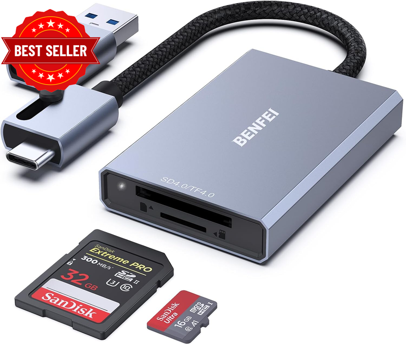 SD 4.0 Card Reader, USB-C/USB-A 2-In-1 Memory Card Reader, for SDXC, SDHC, SD, M