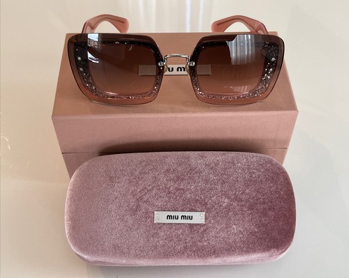 ☆mi☆-u-☆mi☆-u-☆ MIU MIU SMU 01RS UEU-1E2 67 Reveal Transparent Pink Glitter