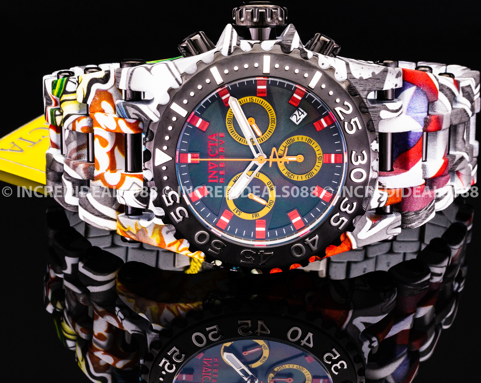 Pre-owned Invicta Men Reserve Chaos Swiss Chronograph Graffiti Black Hydroplated Watch