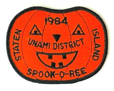 Vtg Boy Scout 1984 Spook-O-Ree Patch Unami District Staten Island Jack-O-Lantern