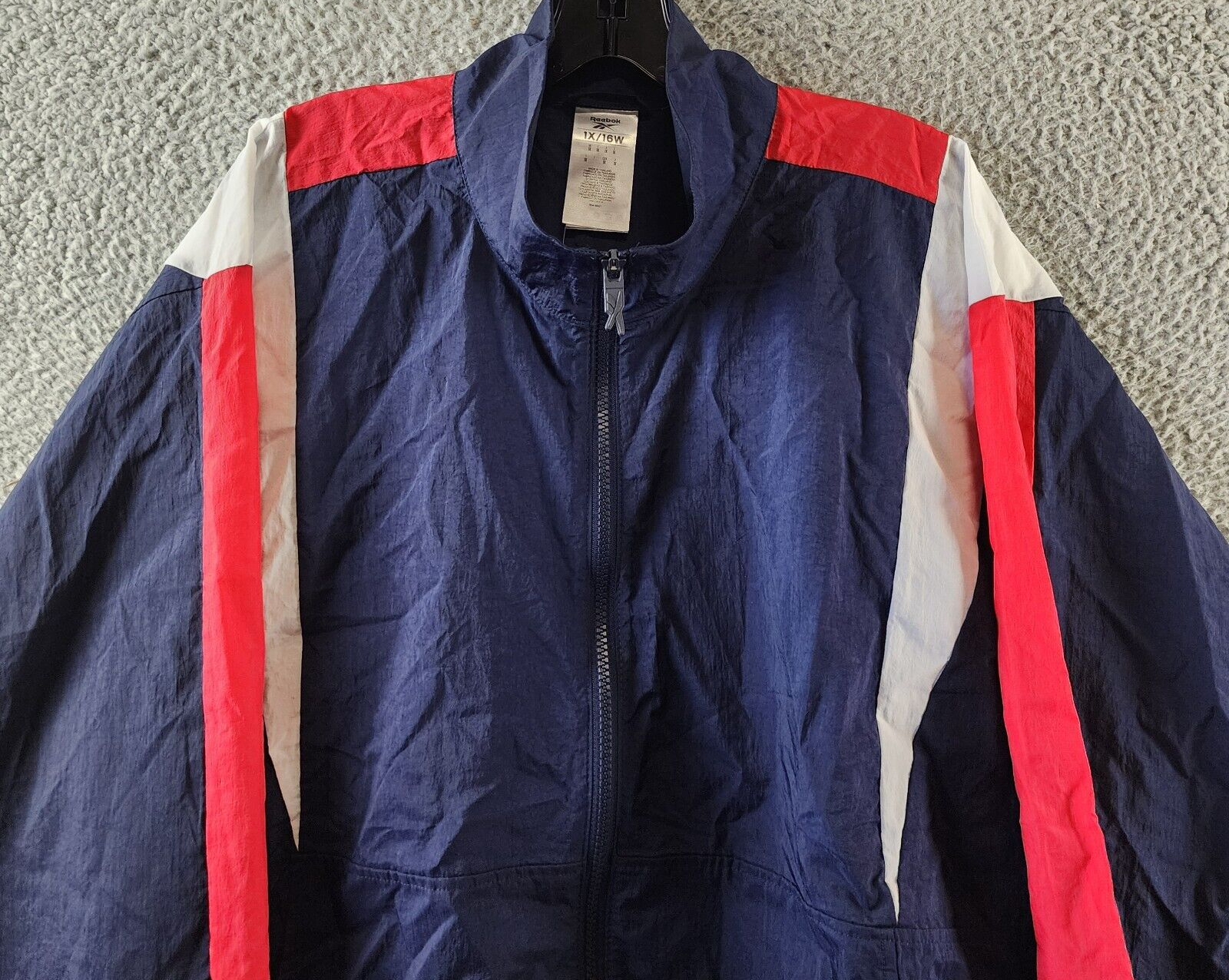 Reebok Plus Size Zip-Front Long-Sleeve Colorblocked Jacket Women's 1X 16W Navy - Picture 4 of 14