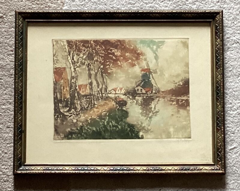 Vintage Original Etching French Art Pencil Signed Philippe, Titled “automne”