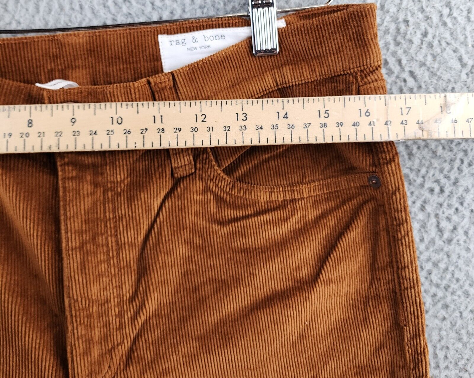 rag & bone Peyton Mid Rise Corduroy Bootcut Jeans 31 Gold Button Zip Closure - Picture 5 of 16