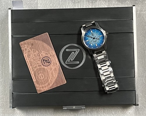 Pre-owned Zelos Brand  Aurora Field 38mm Ti Ice Blue Watch - Dealer & Warranty